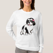 Der Welpen-Frauen Shih Tzu langer die Hülsen-T - T-Shirt (Vorderseite)