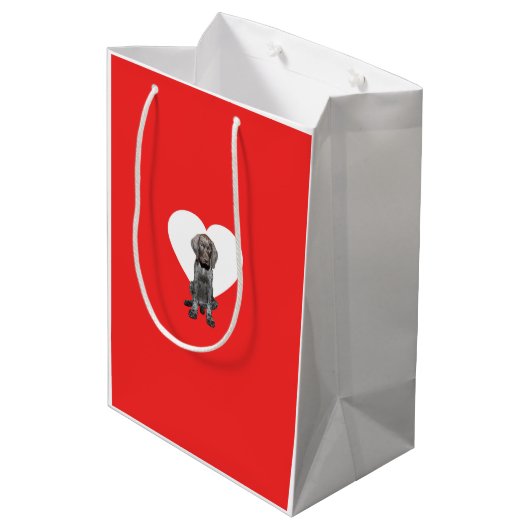 Der Welpen-Liebe glatten Grizzlyvalentines Mittlere Geschenktüte (Rückseite Schrägansicht)