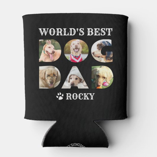 Der weltbeste Hund-Vater 6 Foto Collage Paw Dog Lo Dosenkühler (Rückseite)