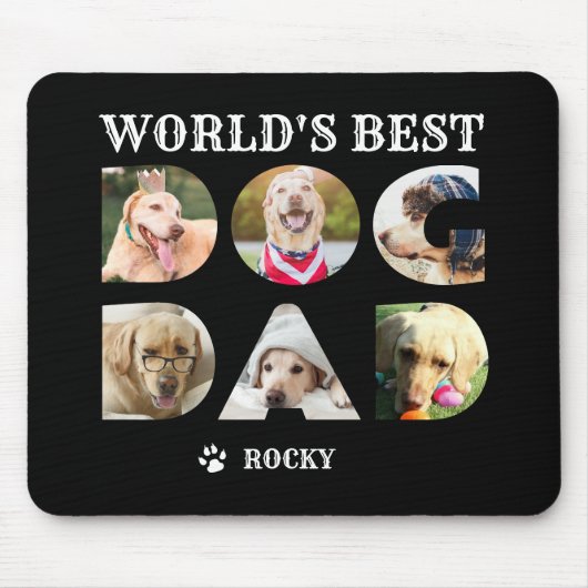 Der weltbeste Hund-Vater 6 Fotocollage Black Mousepad (Vorne)