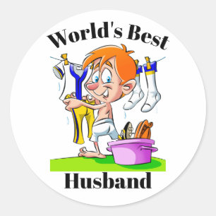 Der weltbeste Husband-Funny-Cartoon Runder Aufkleber