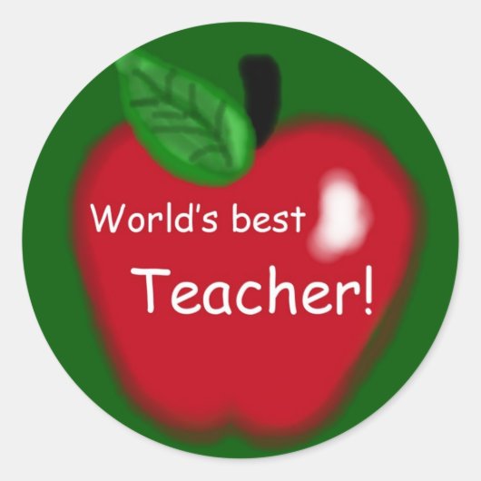 Der weltbeste Lehrer-Apple auf dem Green Round-Sti Runder Aufkleber (Vorderseite)