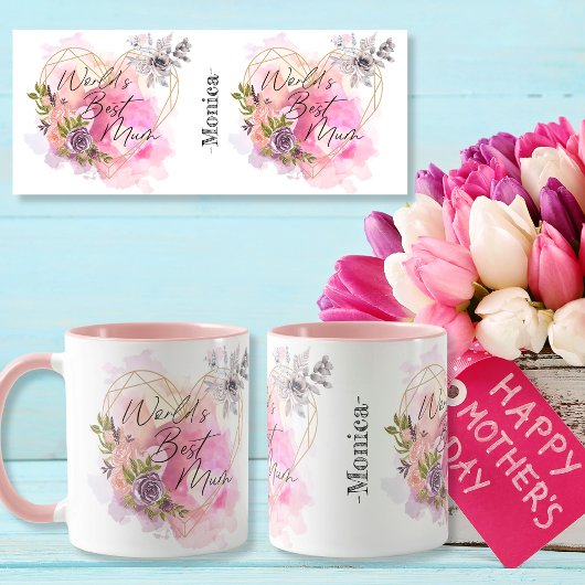 Der weltbeste MUM-Herz-Blume-individuelle Name Tasse