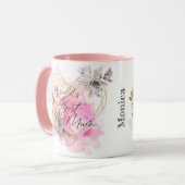 Der weltbeste MUM-Herz-Blume-individuelle Name Tasse (Vorderseite Links)