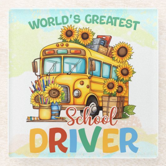 Der weltgrößte Schulbusfahrer Glasuntersetzer (Vorderseite)