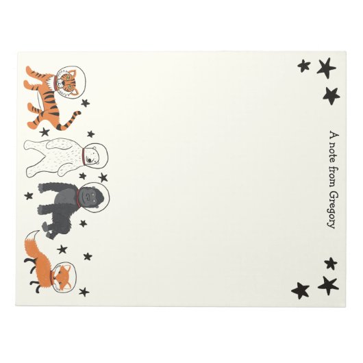 Der Weltraum ist ein Buch über wilde Tierastronaut Notizblock (Vorderseite)