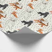 Der Weltraum ist Gemusterte Wildtierastronauten Geschenkpapier (Ecke)