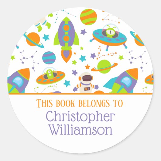 Der Weltraum schien in diesem Buch Buchzeichen zu Runder Aufkleber (Vorderseite)