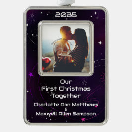 Der Weltraum unseres ersten Weihnachtsmannes Rahmen-Ornament Silber