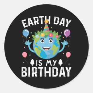 Der Welttag der Erde ist mein Geburtstag für Männe Runder Aufkleber