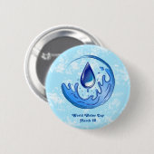 Der Weltwassertag Rette Wasser Rett Erde Button (Vorne & Hinten)