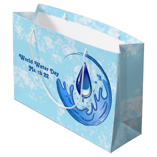 Der Weltwassertag Rette Wasser Rett Erde Große Geschenktüte (Rückseite Schrägansicht)