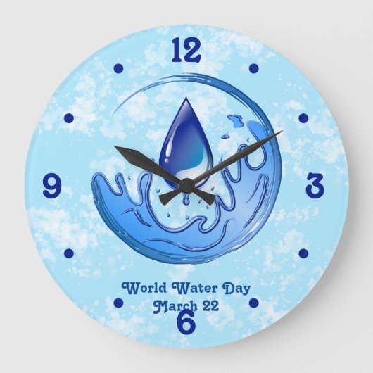 Der Weltwassertag Rette Wasser Rett Erde Große Wanduhr (Vorderseite)