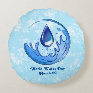 Der Weltwassertag Rette Wasser Rett Erde Rundes Kissen