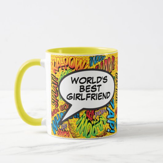 Der weltweit beste Girlfriend Fun Retro Comic Pop  Tasse (Links)