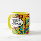 Der weltweit beste Girlfriend Fun Retro Comic Pop Tasse (Vorderseite Links)