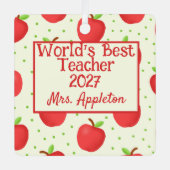 Der weltweit beste Lehrer mit Apple Accents - maßg Ornament Aus Metall (Vorderseite)