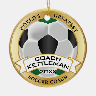 Der weltweit größte Fußball-Trainer Grün, Schwarz, Keramik Ornament