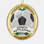 Der weltweit größte Fußball-Trainer Grün, Schwarz, Keramik Ornament (Links)