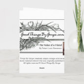 Der Wert eines Freunds - Robert Louis Stevenson Karte (Rückseite)