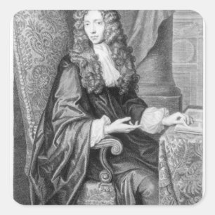 Der werte Robert Boyle graviert von B. Baron Quadratischer Aufkleber