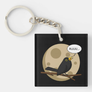 Der Werwolfvogel - Amsel heult am Mond Comic Schlüsselanhänger