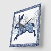 Der Whimsikale Ausflug des Hares Winters Quadratische Wanduhr (Winkel)
