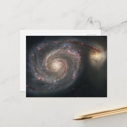 Der Whirlpool Galaxy M51 & Companion im Weltraum Postkarte (Vorderseite/Rückseite Beispiel)