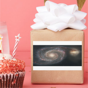 Der Whirlpool Galaxy M51 & Companion im Weltraum Rechteckiger Aufkleber