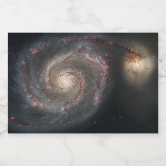 Der Whirlpool Galaxy M51 & Companion im Weltraum Schaumweinetikett (Einzelnes Label)