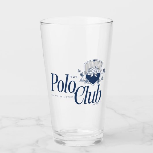 Der White Lotus Polo Club Glas (Vorderseite)