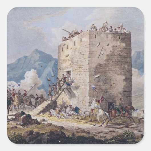 Der Widerstand von vierzig griechischen Rebellen Quadratischer Aufkleber (Vorderseite)