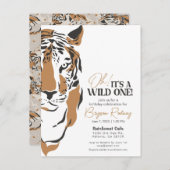 Der wilde Dschungeltiger lädt zum ersten Geburtsta Postkarte (Vorne/Hinten)
