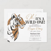 Der wilde Dschungeltiger lädt zum ersten Geburtsta Postkarte (Vorne/Hinten)