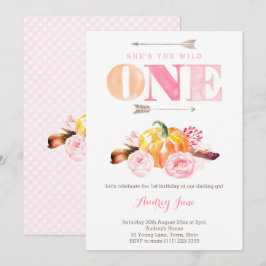 der wilde einlädt, 1. Geburtstag, boho Federn Einladung