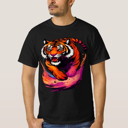 Der wilde farbenfrohe Tiger T-Shirt (Vorderseite)