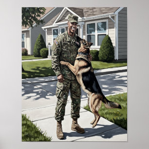 Der willkommene Zuhause- Soldat und sein Hund Poster