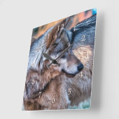 DER WIND CRIED WOLF QUADRATISCHE WANDUHR (Winkel)