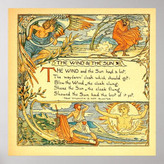 Der Wind und die Sonne 1887 Walter Crane Poster (Vorne)