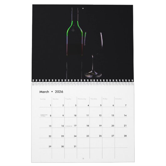 Der Wine Wall Calendar 2026 - Schwarz & Wein Kalender (Mär 2026)
