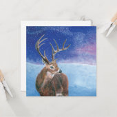 Der Winter des Roten Hirsches (Cervus elaphus) Karte (Vorderseite/Rückseite Beispiel)