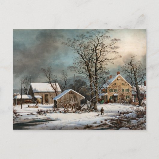 Der Winter im Land, ein kalter Morgen Postkarte (Vorderseite)