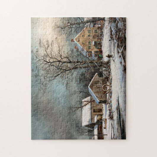 Der Winter im Land, ein kalter Morgen Puzzle (Vertikal)