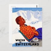 Der Winter in der Schweiz genießt die Sonne Postkarte (Vorne/Hinten)