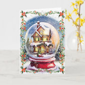 Der Winter in einer Globe: Frohe Weihnachten Karte (Gelbe Blume)