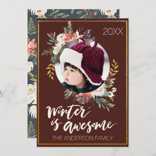 Der Winter ist die Phantastische Blumenkarte für d Einladung (Vorne/Hinten)