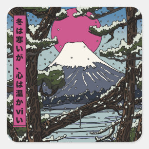 Der Winter ist kalt, aber das Herz ist warm Quadratischer Aufkleber