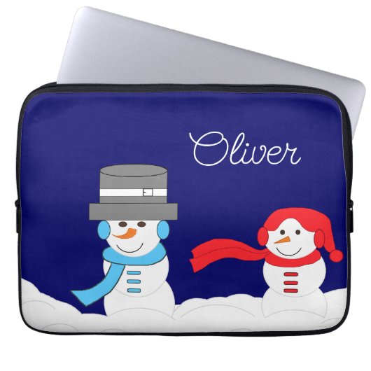 Der Winter ist schneereich: Dunkelblau Laptopschutzhülle (Vorderseite)