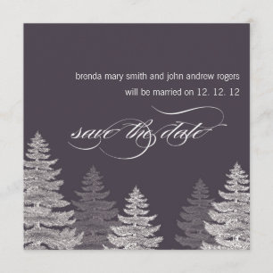Der Winter Save the Date Wedding kardiert Bäume