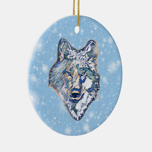 Der Winter Wolf   Keramik Ornament (Rechts)